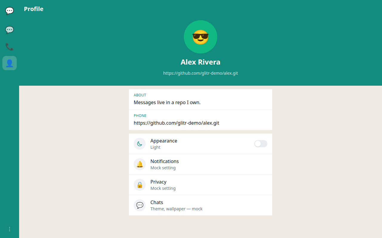 Profile tab highlighting the repository URL to copy