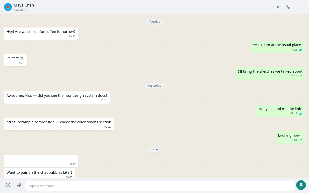 Outgoing message with double gray ticks after push